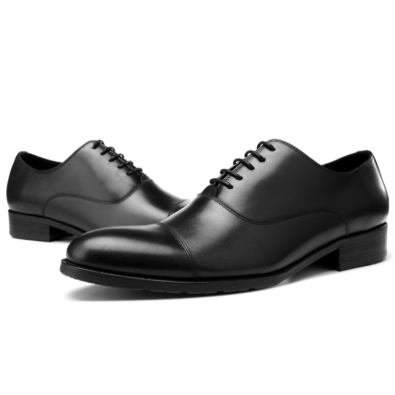 Classic Black Cap-Toe Oxfords