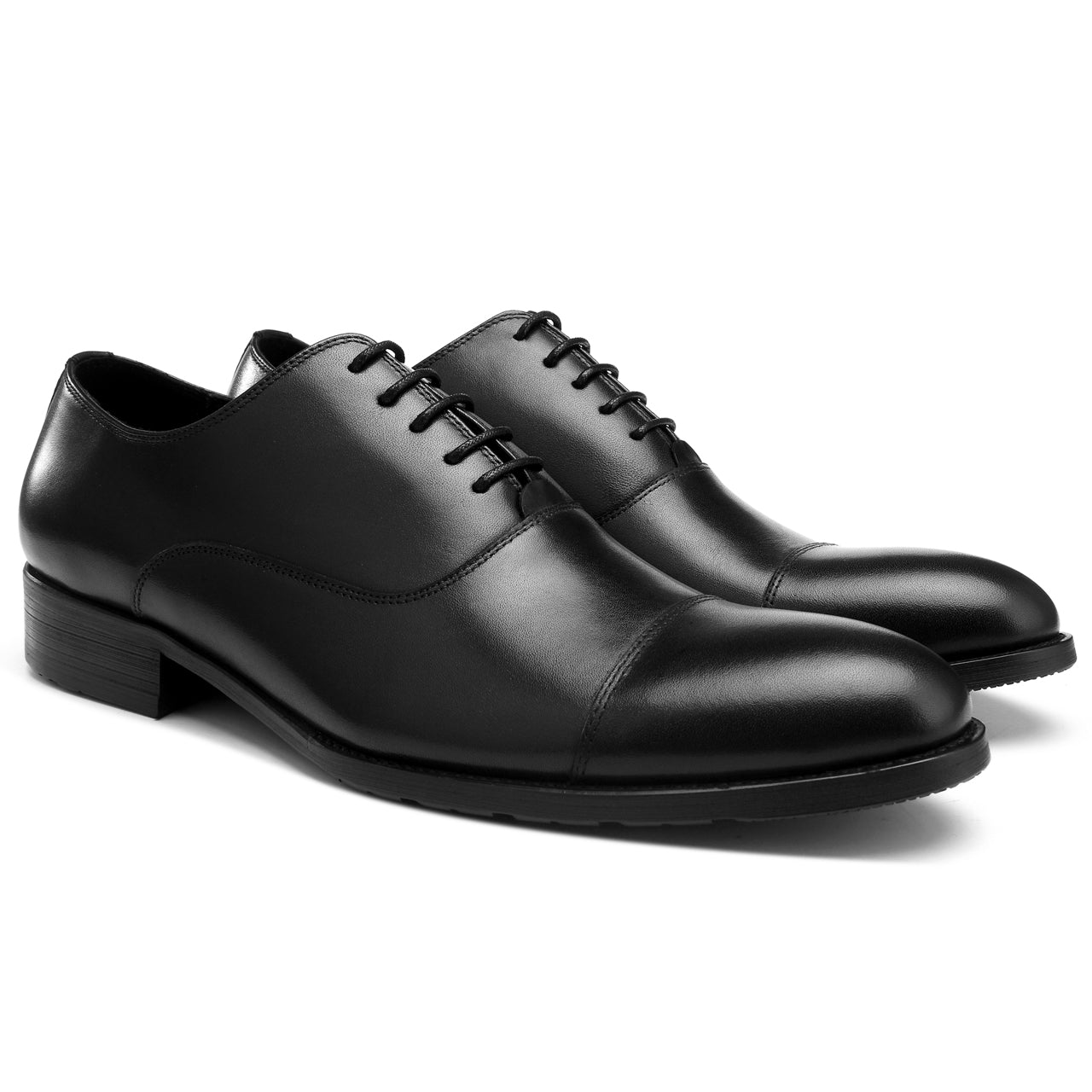 Classic Black Cap-Toe Oxfords