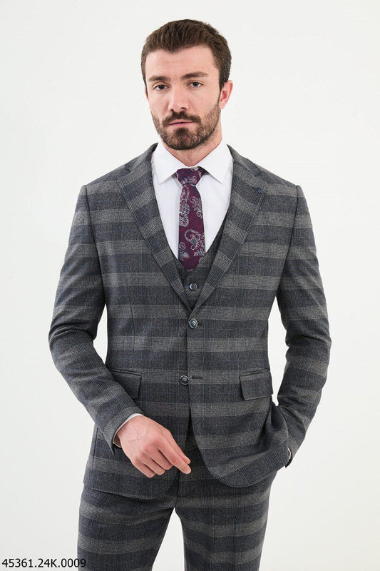 Classic Grey Three - Piece Suit - SUITHARBOR