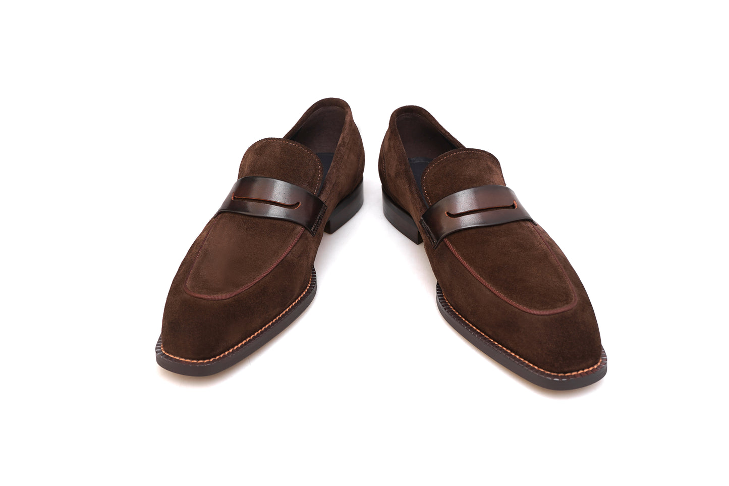 Coffee Suede Penny Loafers