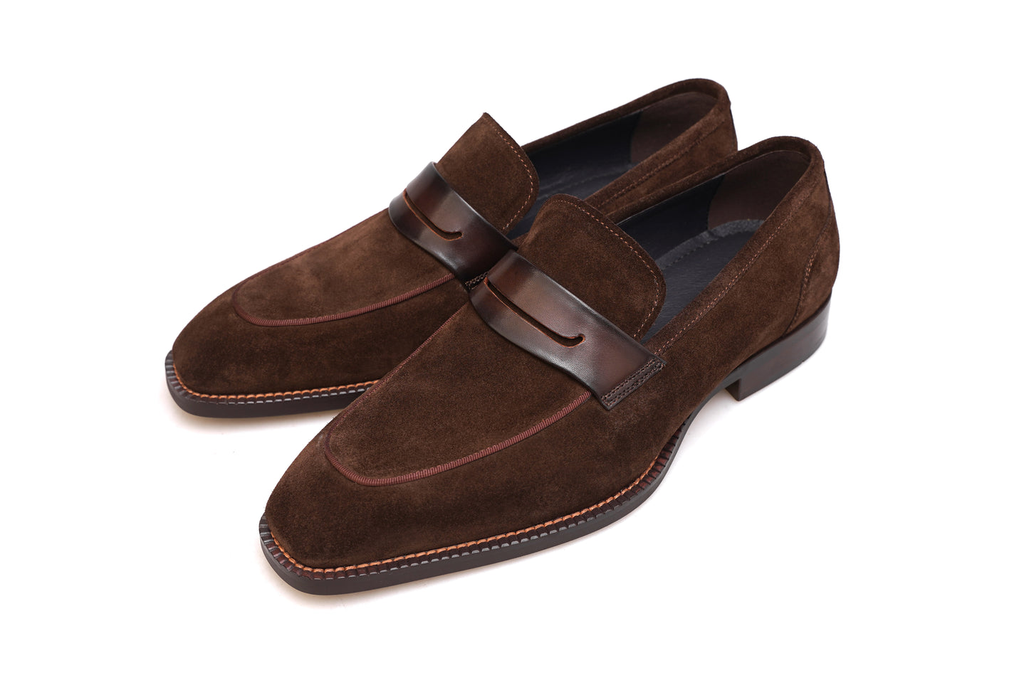 Coffee Suede Penny Loafers