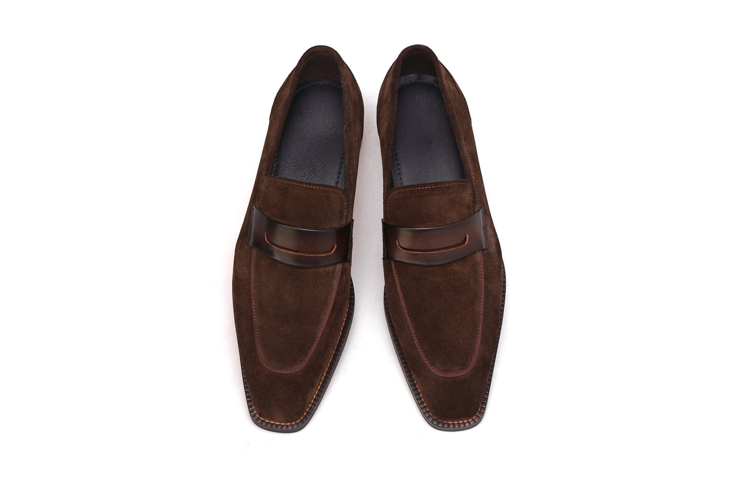 Coffee Suede Penny Loafers