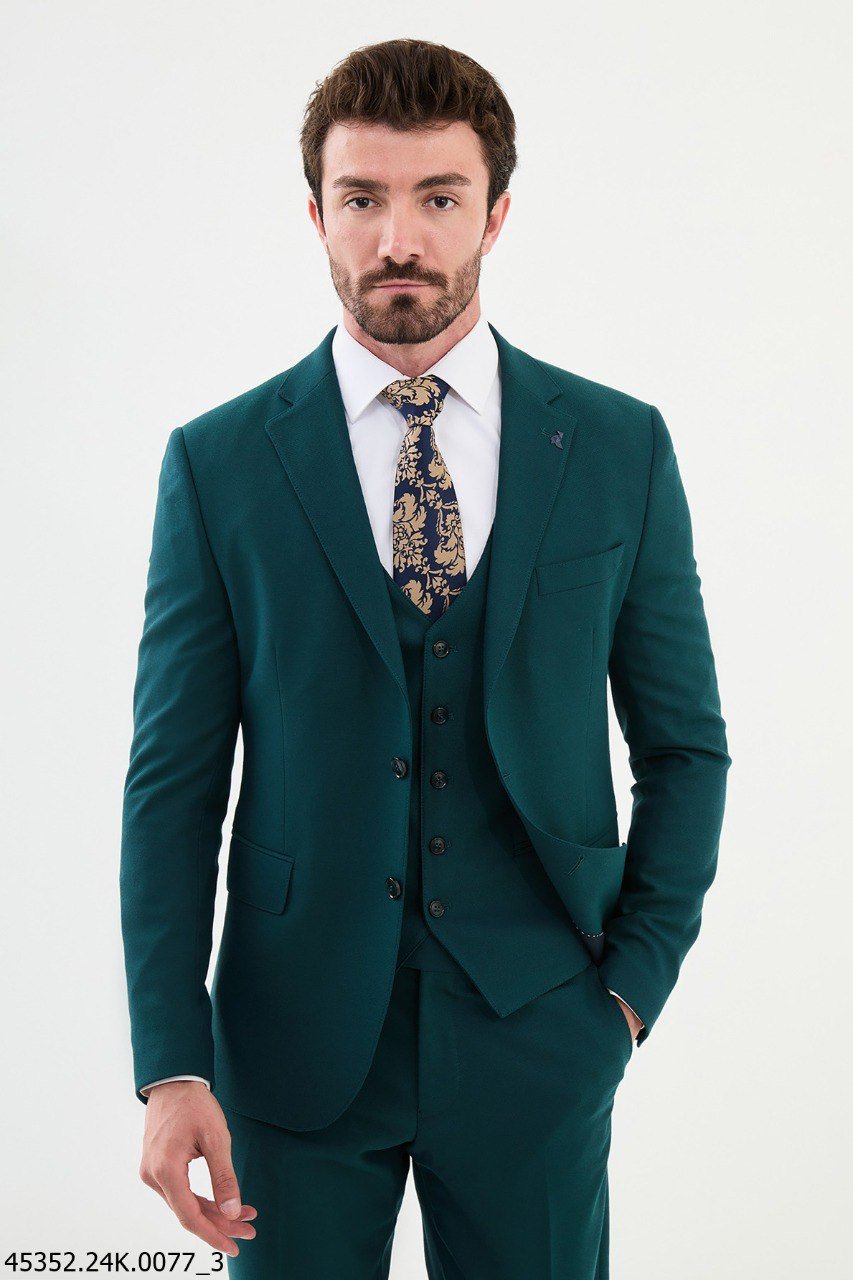 Emerald Green Slim Fit 3 - Piece Suit - SUITHARBOR