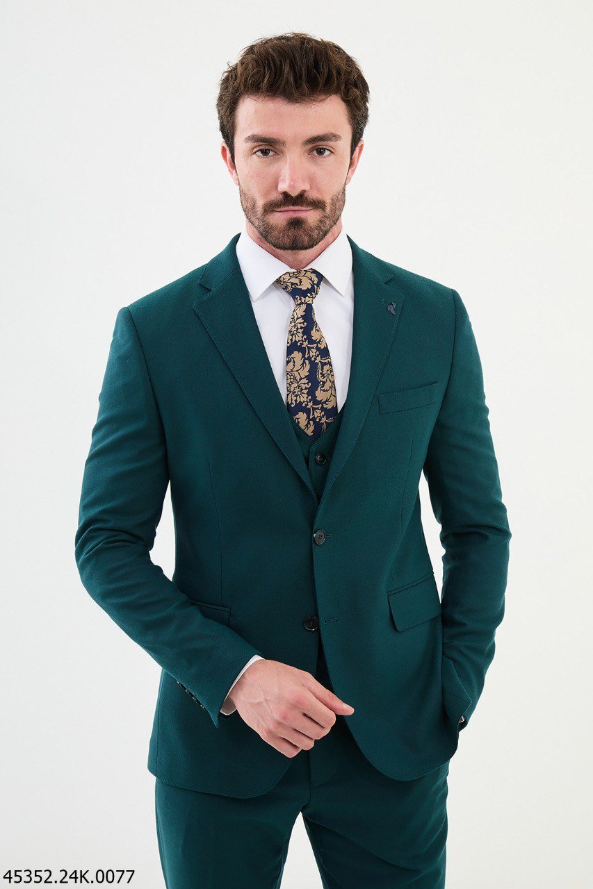 Emerald Green Slim Fit 3 - Piece Suit - SUITHARBOR