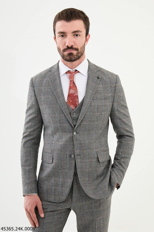 Gray Glen Check Three - Piece Suit - SUITHARBOR