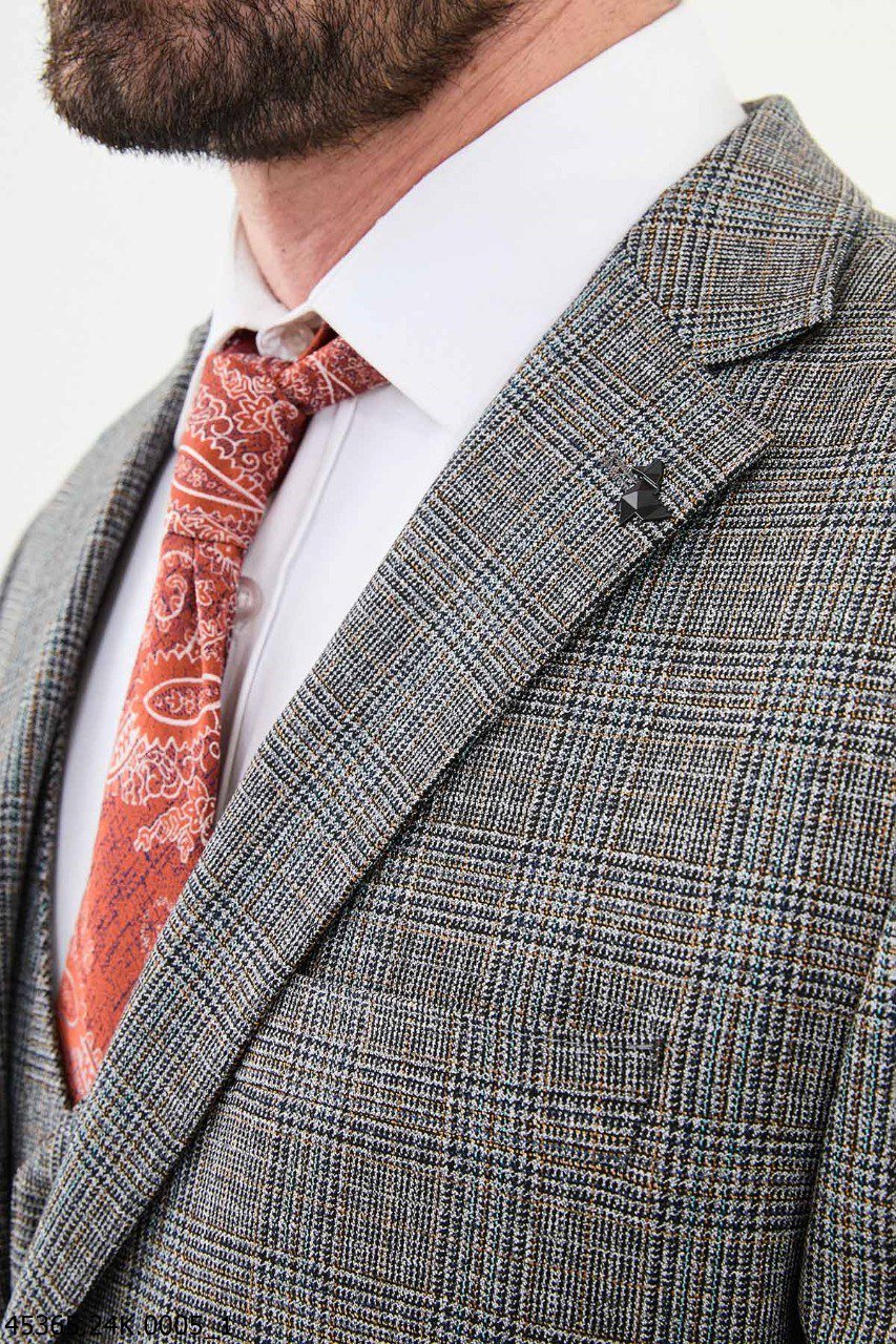 Gray Glen Check Three - Piece Suit - SUITHARBOR