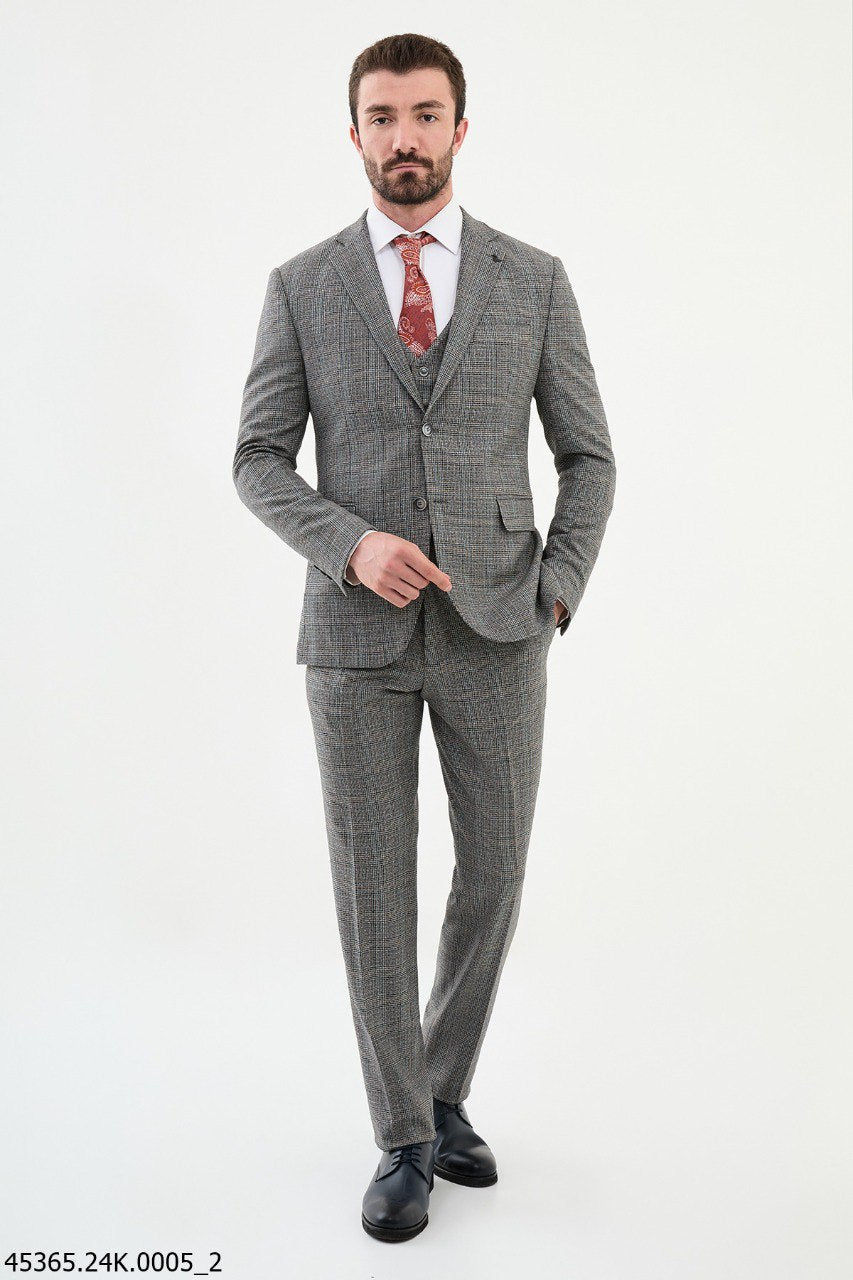 Gray Glen Check Three - Piece Suit - SUITHARBOR