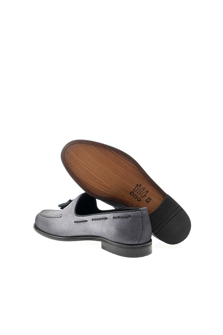Gray Men's Suede Tassel Loafers - SUITHARBOR