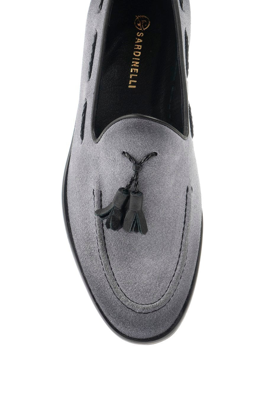 Gray Men's Suede Tassel Loafers - SUITHARBOR