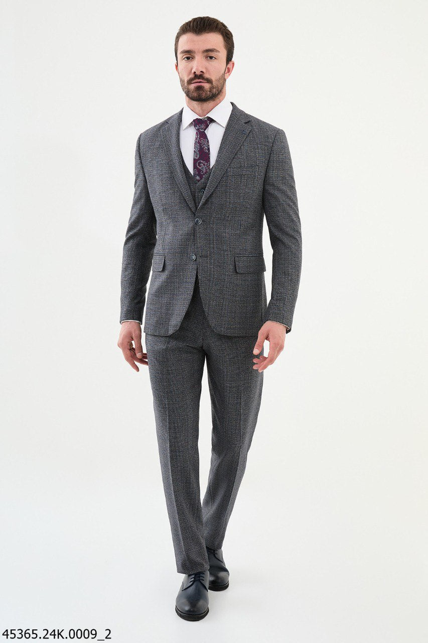 Gray Plaid Three - Piece Suit - SUITHARBOR