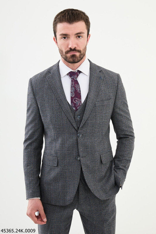 Gray Plaid Three - Piece Suit - SUITHARBOR