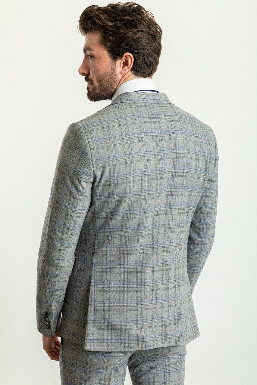 Man wearing a Grey Blue Pattern Perfection Suit