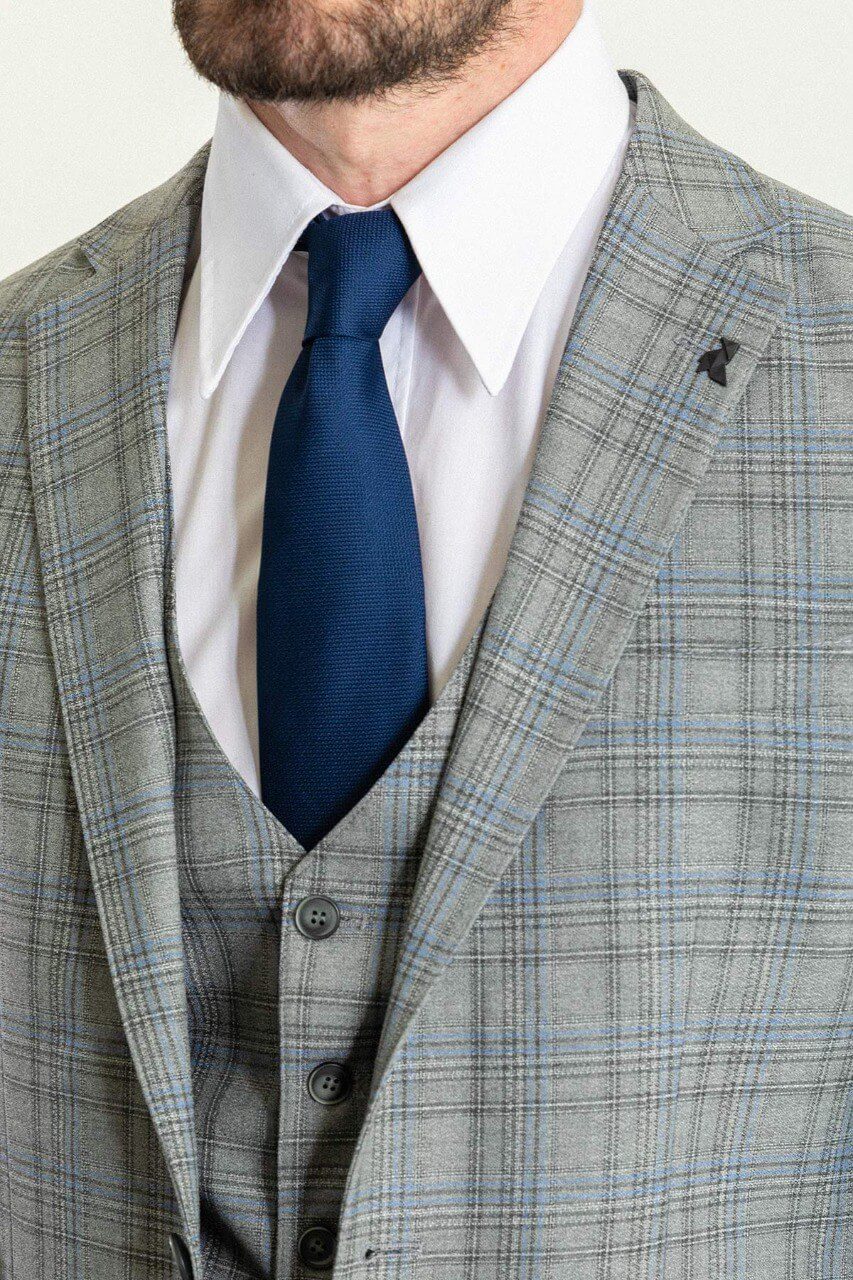 Man wearing a Grey Blue Pattern Perfection Suit