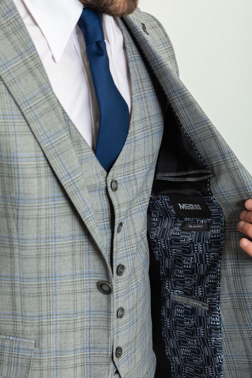 Man wearing a Grey Blue Pattern Perfection Suit