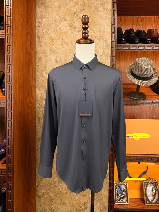 Grey Essential Dress Shirt - SUITHARBOR