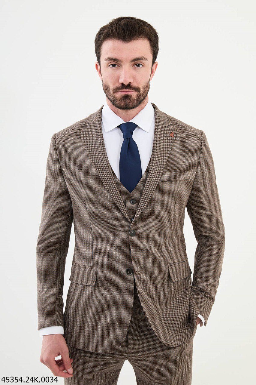 Heritage Brown Plaid Three - Piece Suit - SUITHARBOR