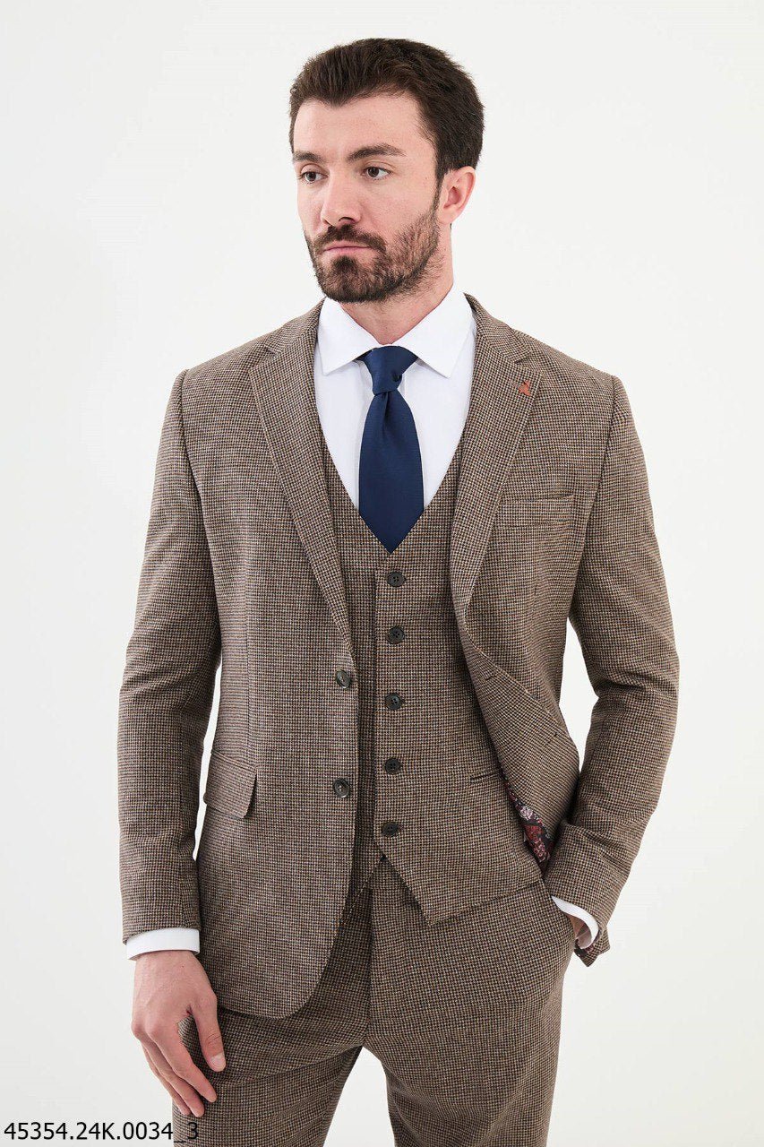 Heritage Brown Plaid Three - Piece Suit - SUITHARBOR