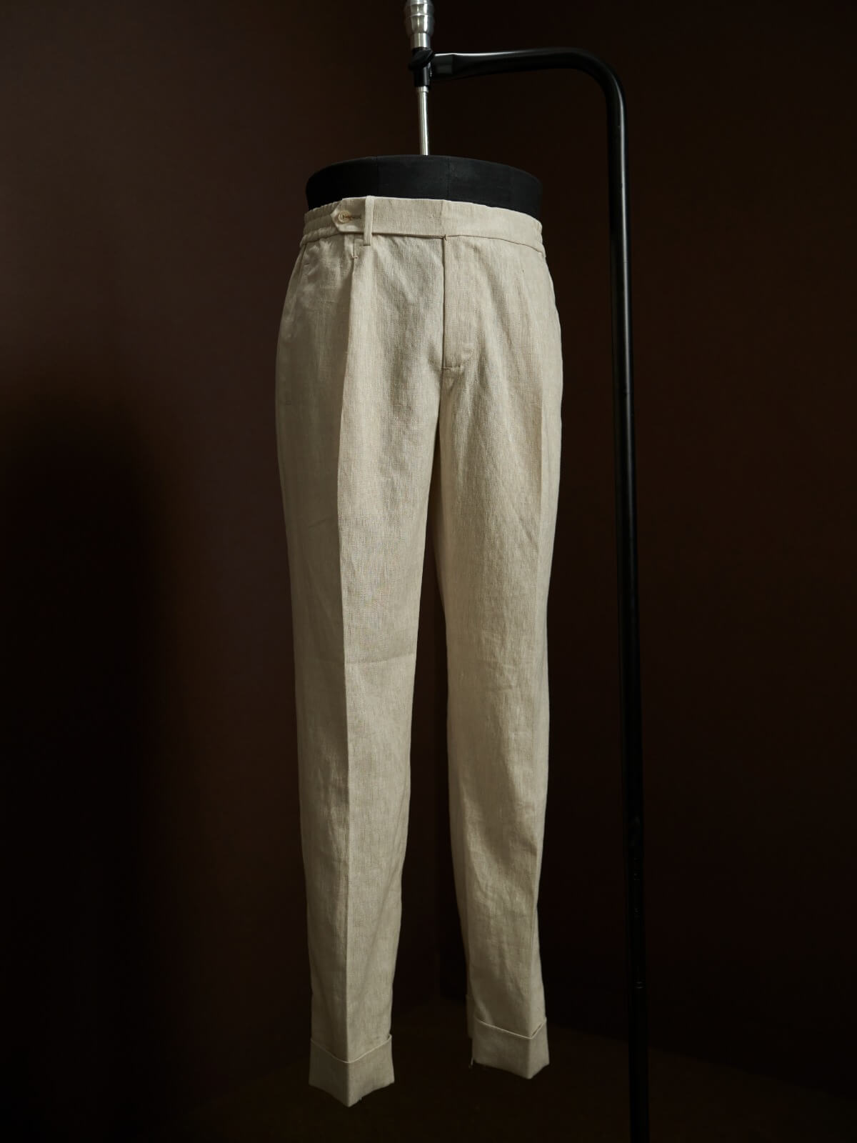 Men's Beige Linen Summer Trousers - SUITHARBOR