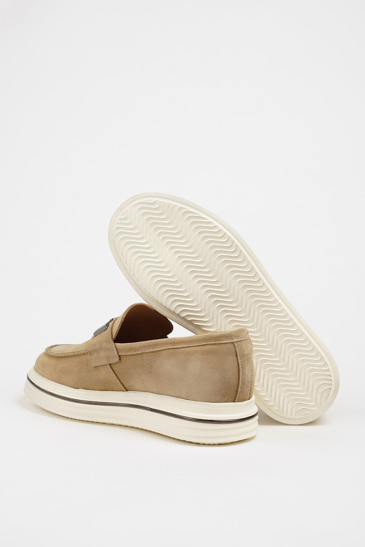 Men’s Beige Suede Slip - On Loafers - SUITHARBOR