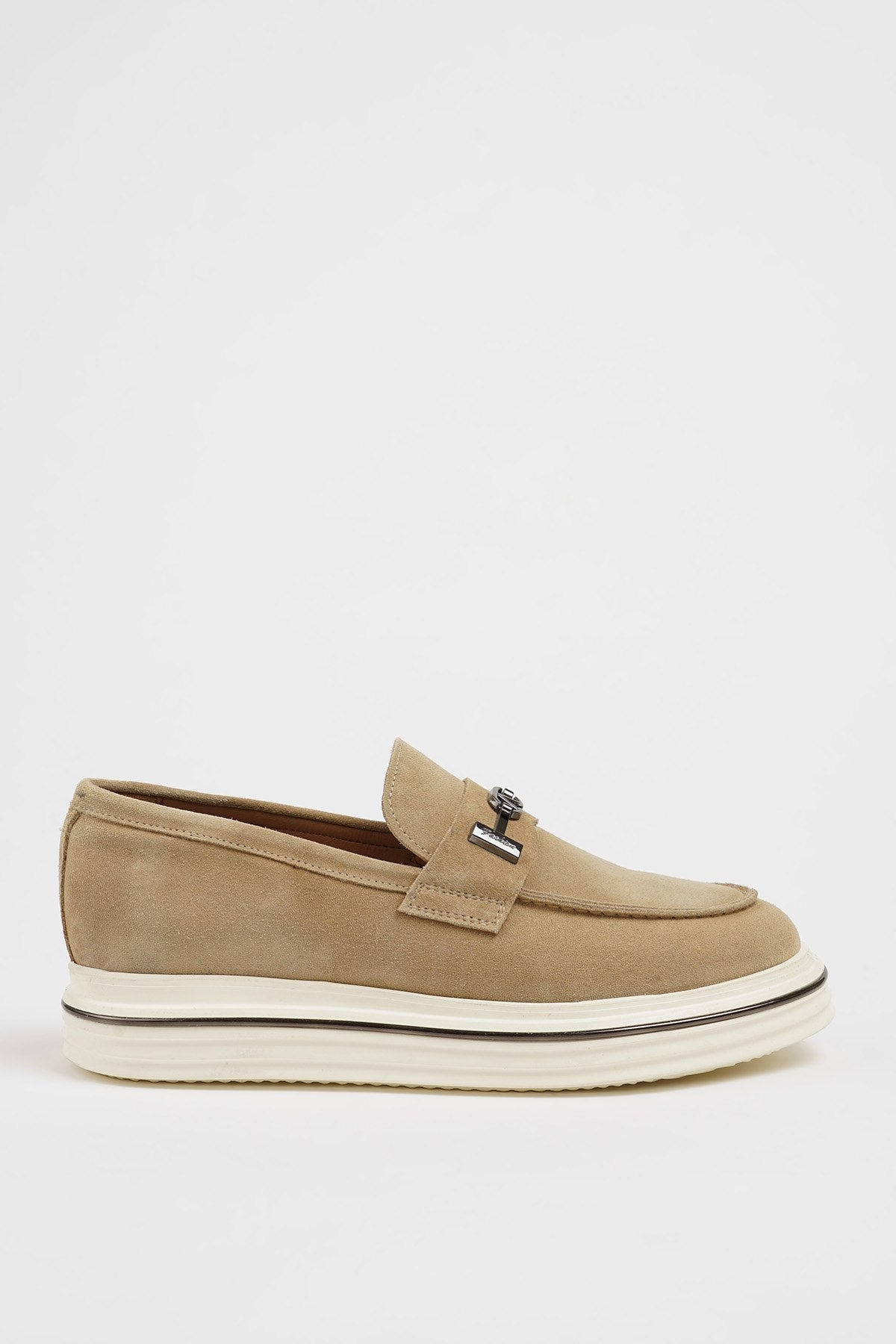 Men’s Beige Suede Slip - On Loafers - SUITHARBOR
