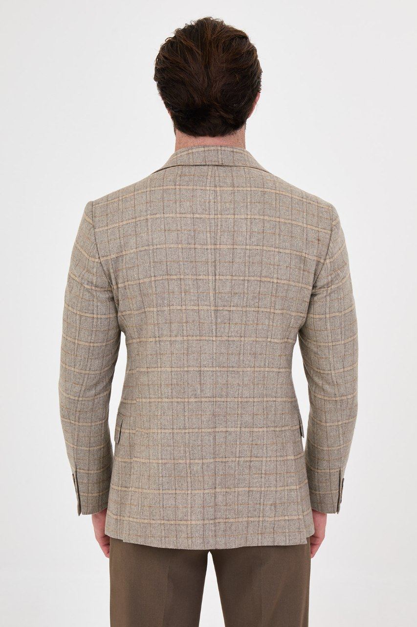 Men's beige windowpane blazer, front portrait