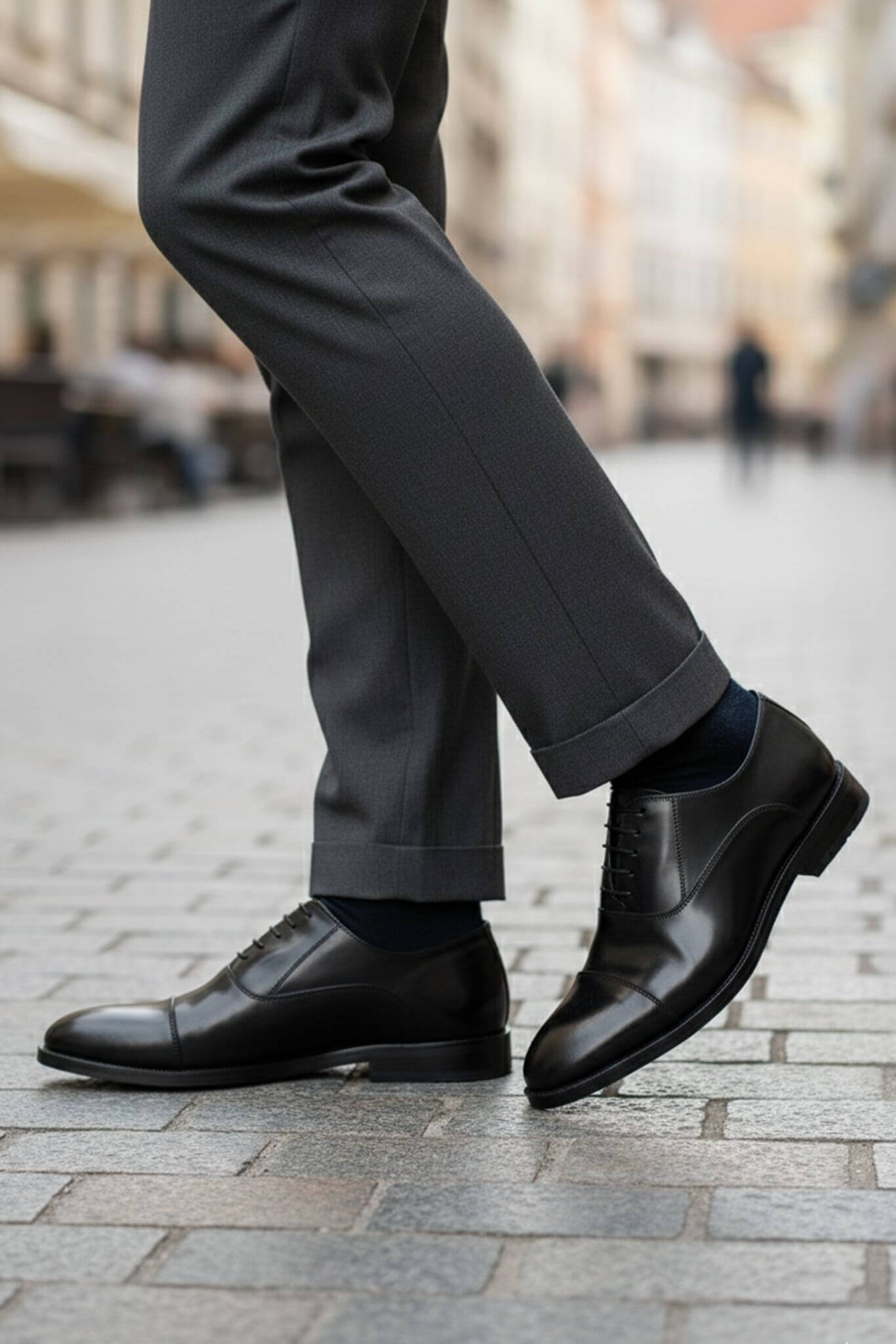 Men's Black Calfskin Cap - Toe Oxford Shoes - SUITHARBOR