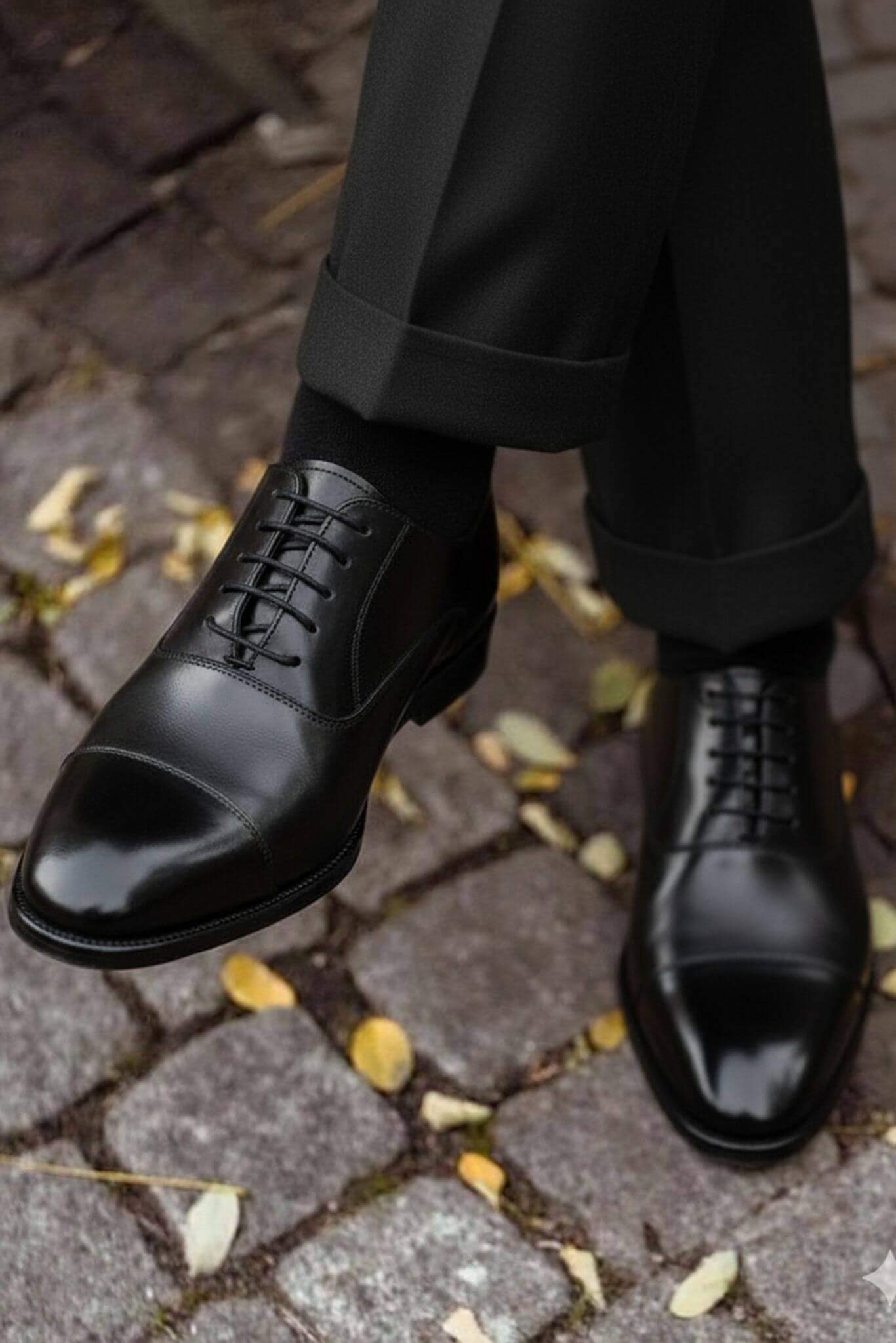 Men's Black Calfskin Cap - Toe Oxford Shoes - SUITHARBOR
