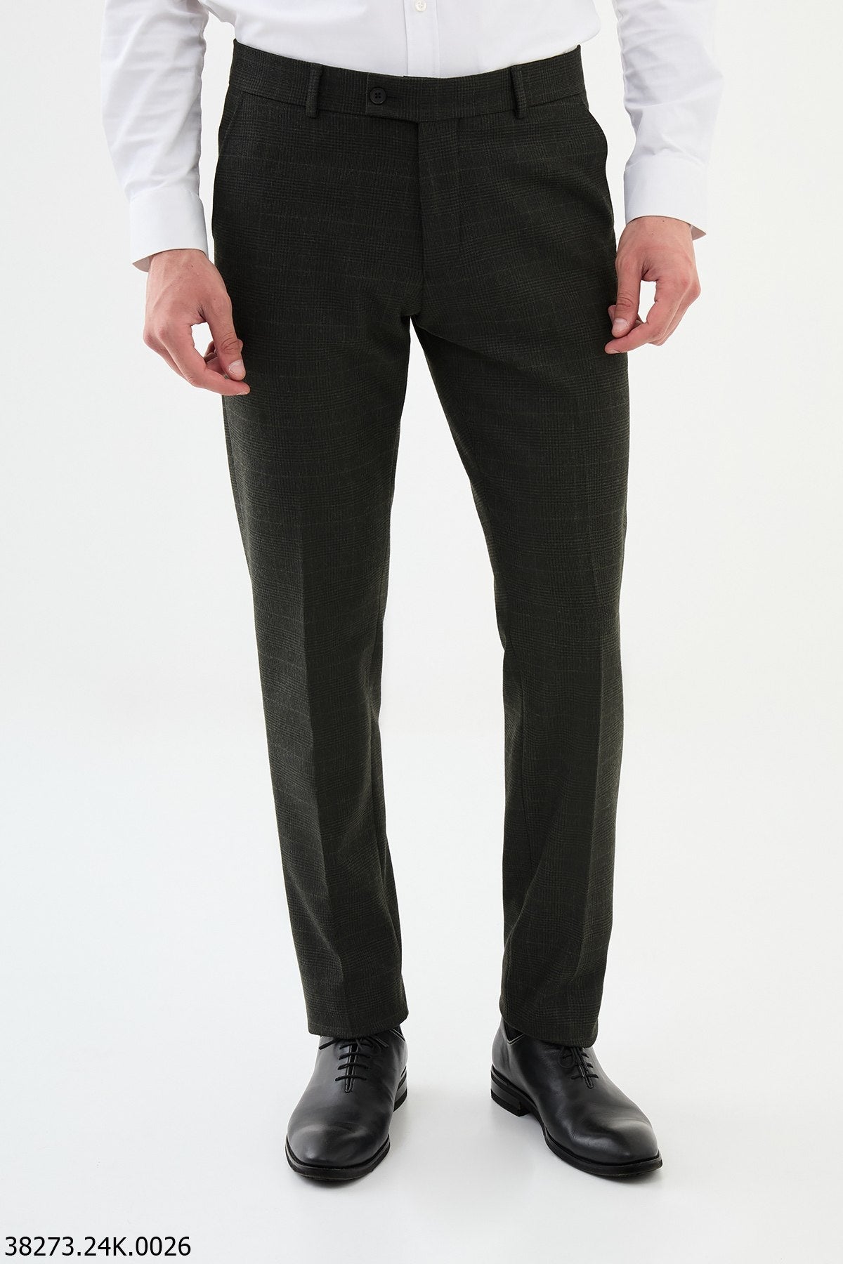 Men’s Black Check Slim Fit Trousers - SUITHARBOR