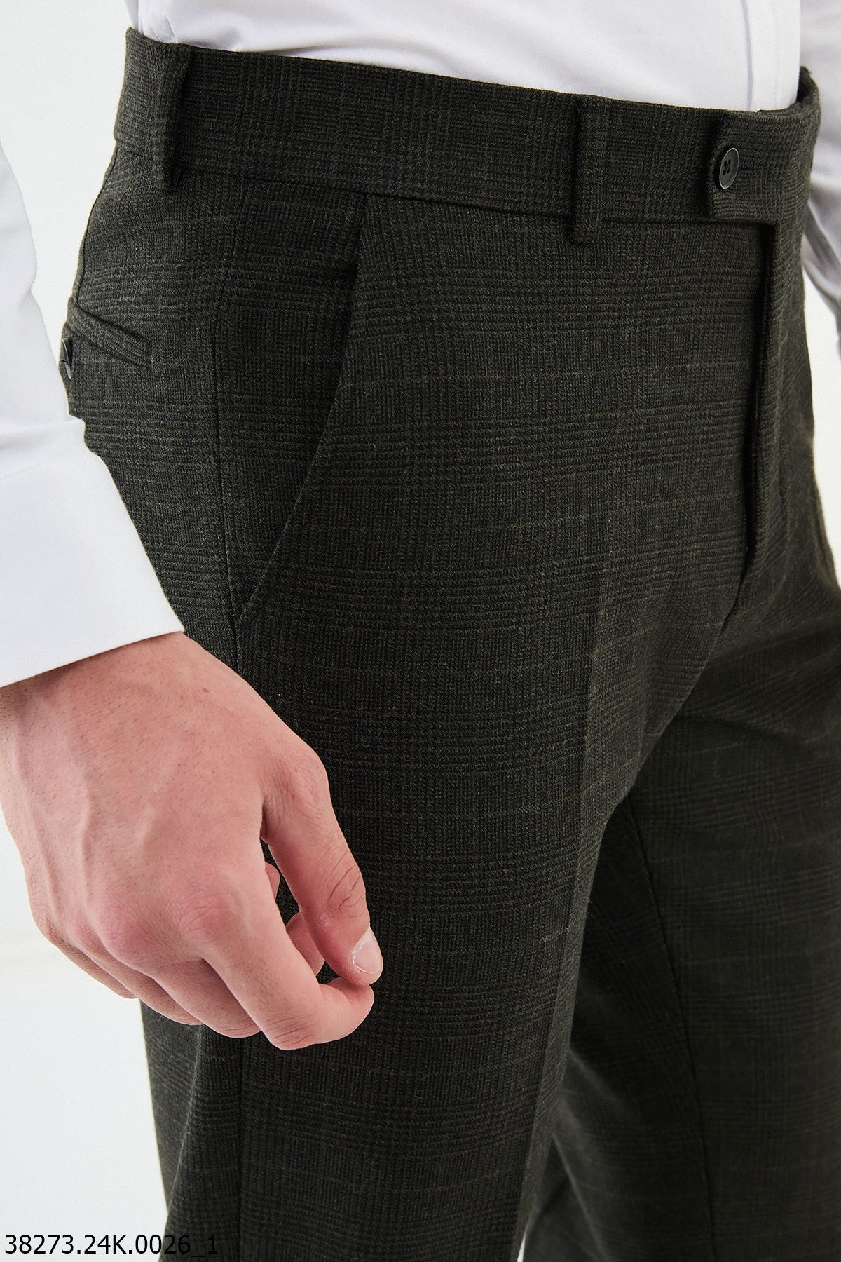 Men’s Black Check Slim Fit Trousers - SUITHARBOR
