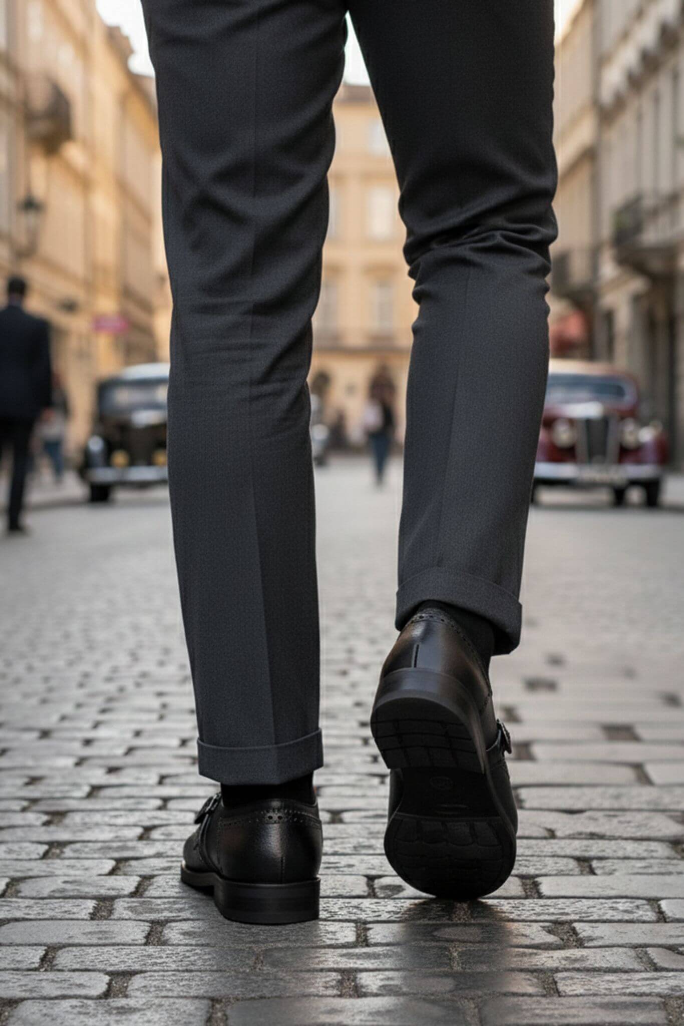 Men's Black Kiltie Single Monk Strap Shoes | Brogue Calfskin - SUITHARBOR