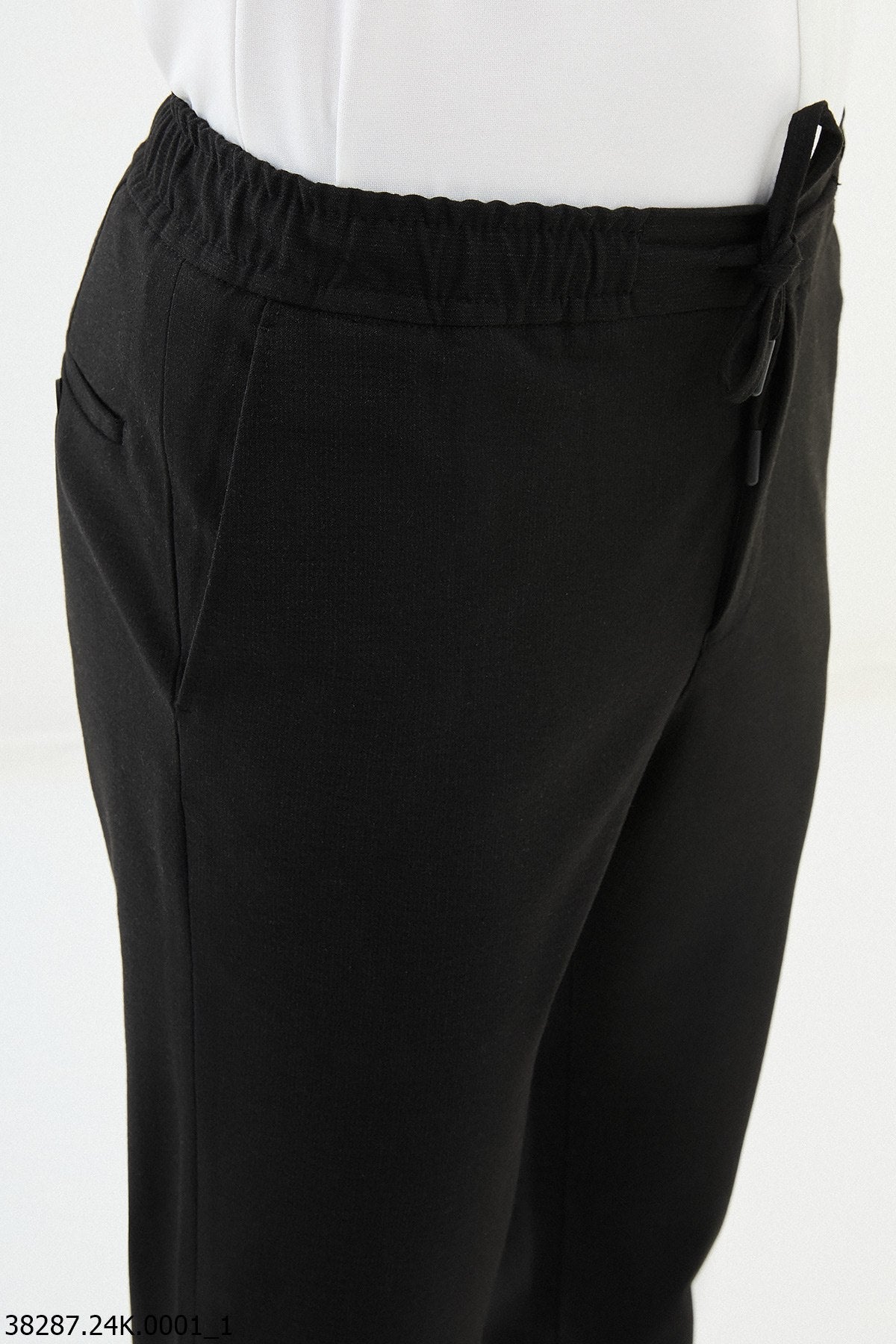 Men’s Black Slim Fit Drawstring Smart Trousers - SUITHARBOR