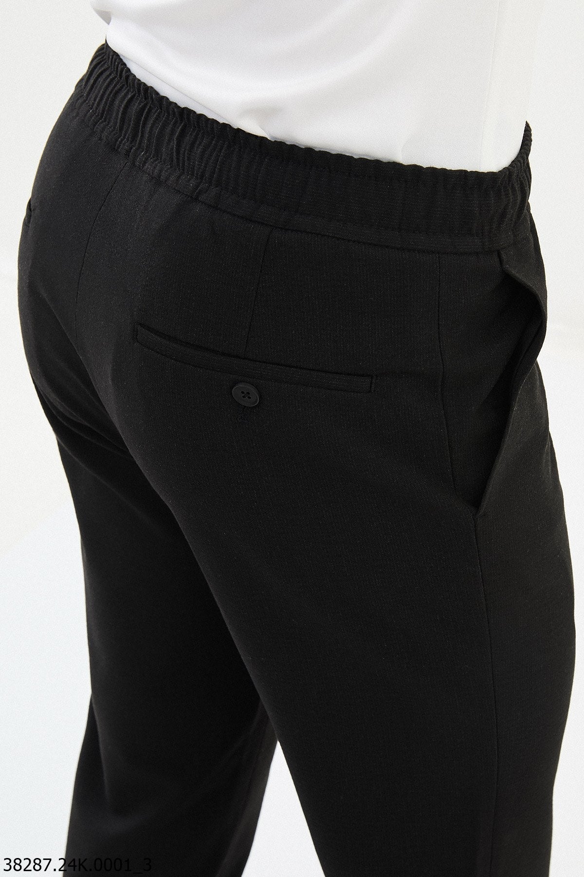 Men’s Black Slim Fit Drawstring Smart Trousers - SUITHARBOR