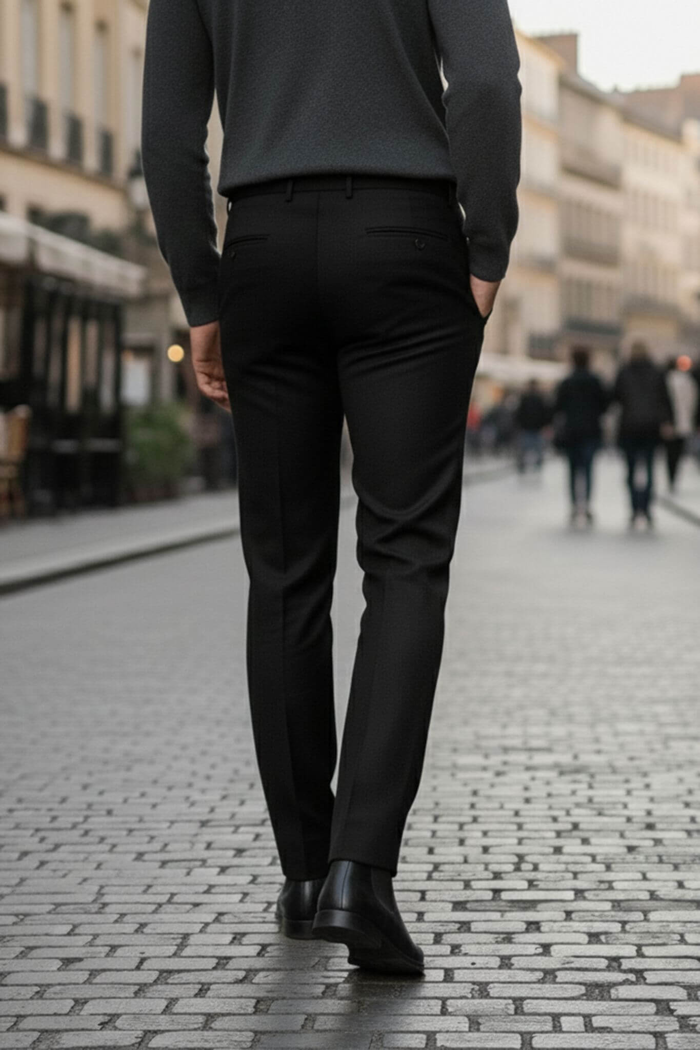 Men's Black Slim Fit Dress Trousers - SUITHARBOR