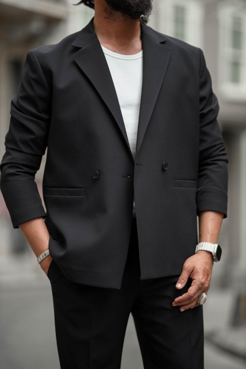 Men’s Black Slim Fit Lightweight Summer Suit - SUITHARBOR