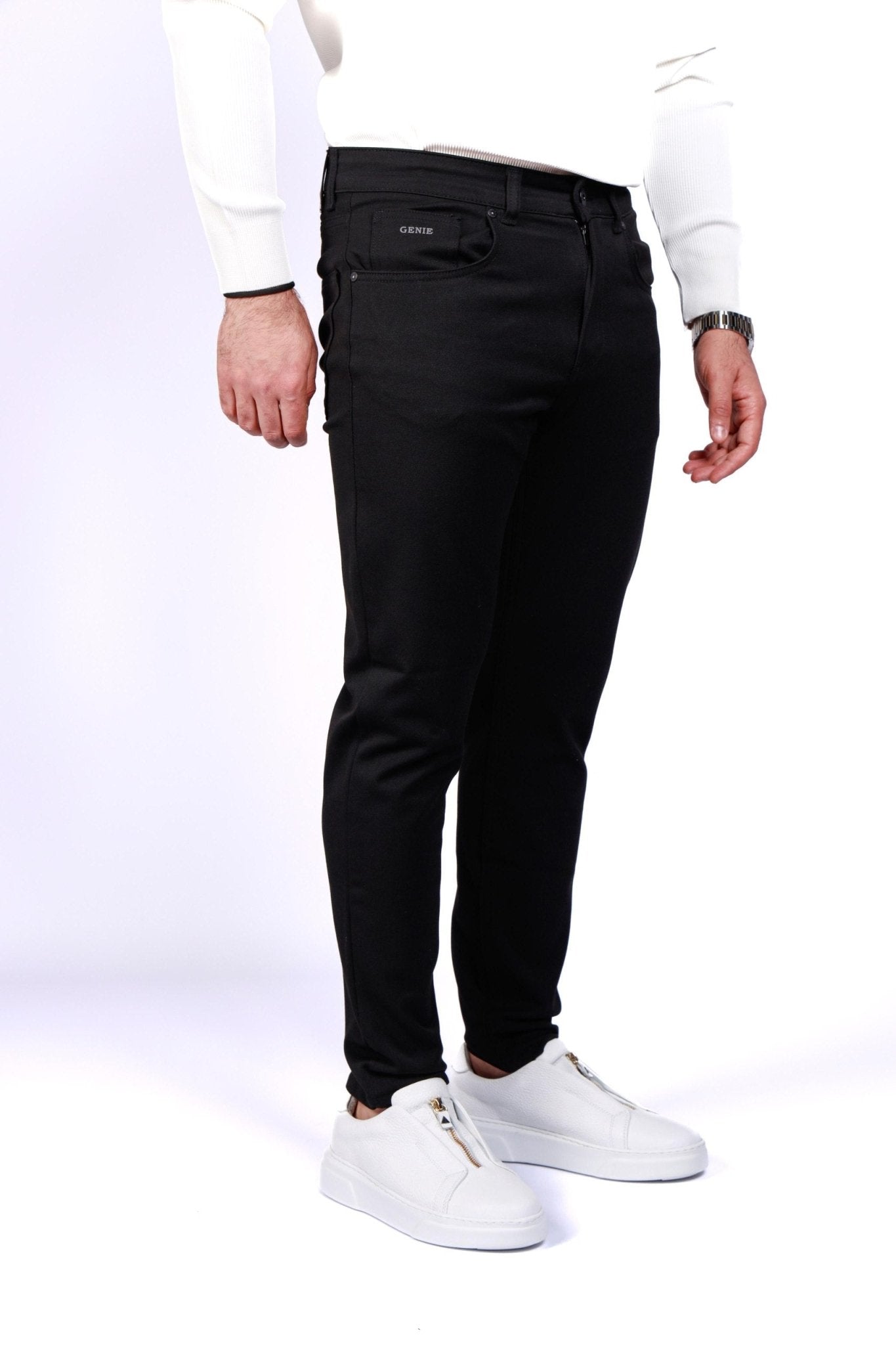 Men’s Black Slim Fit Trousers - SUITHARBOR