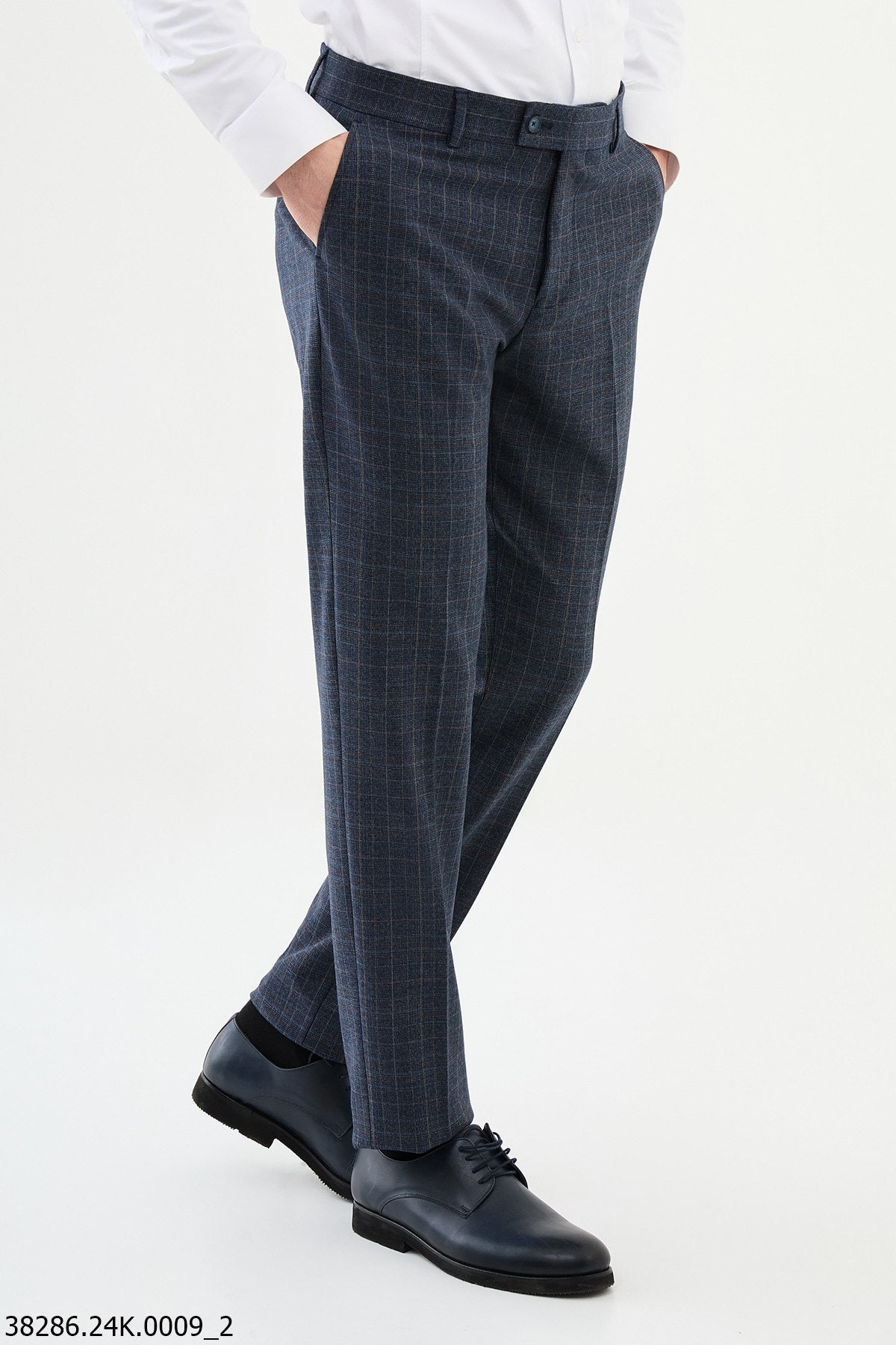 Men’s Blue Check Slim Fit Tailored Trousers - SUITHARBOR