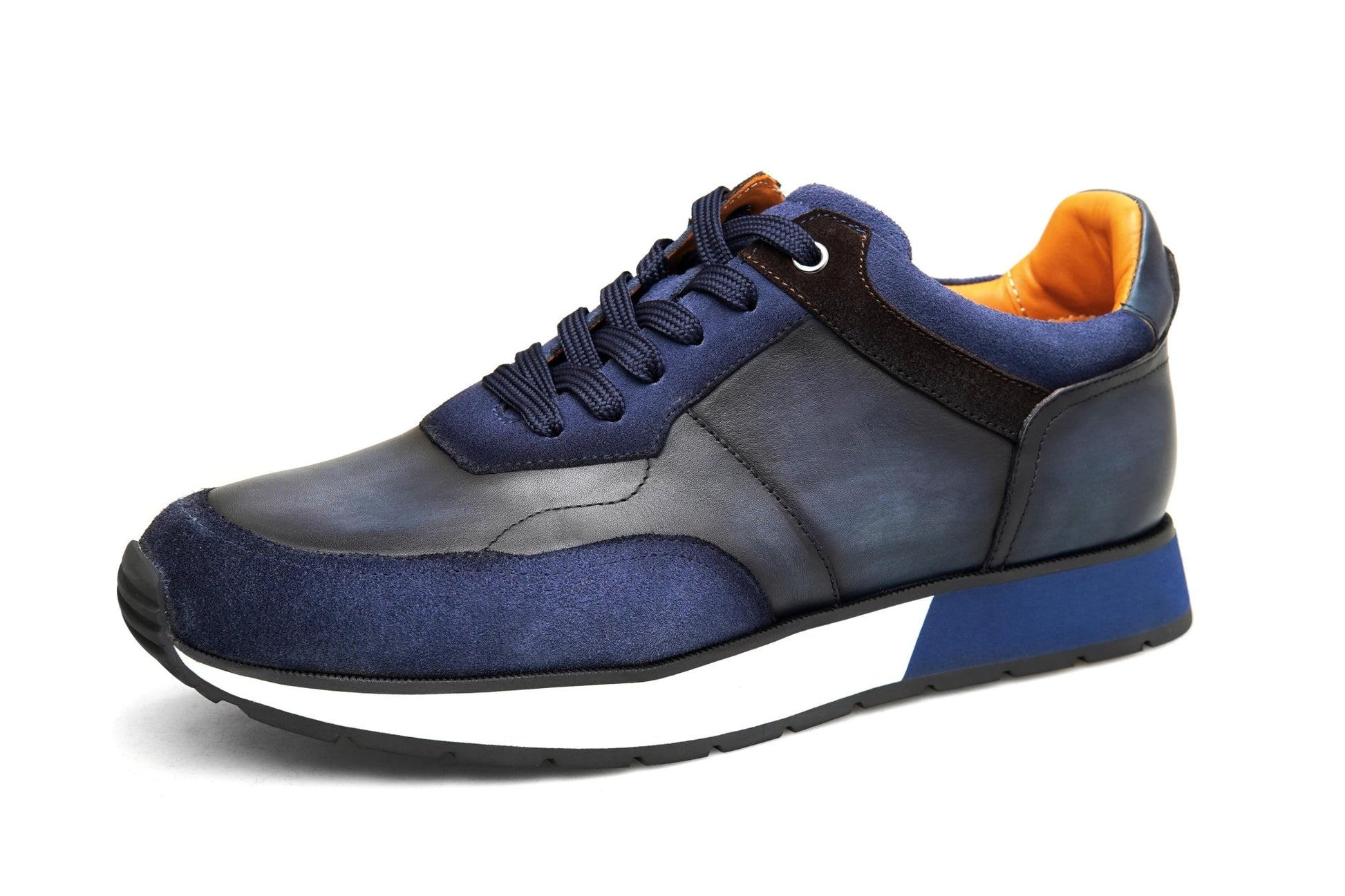 Men’s Blue Leather and Suede Sneakers - SUITHARBOR