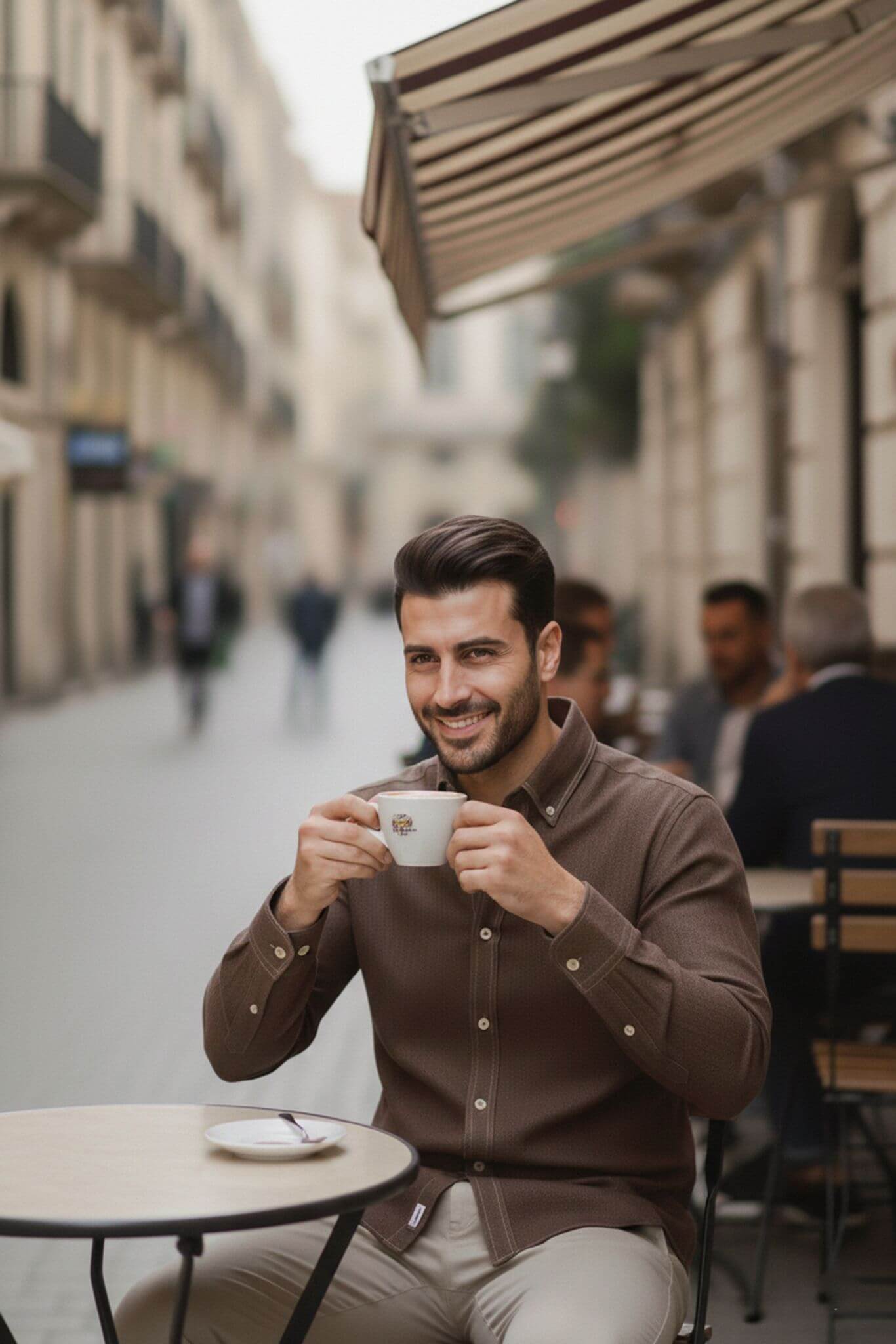 Men's Brown Cotton Denim Button - Down Shirt - SUITHARBOR