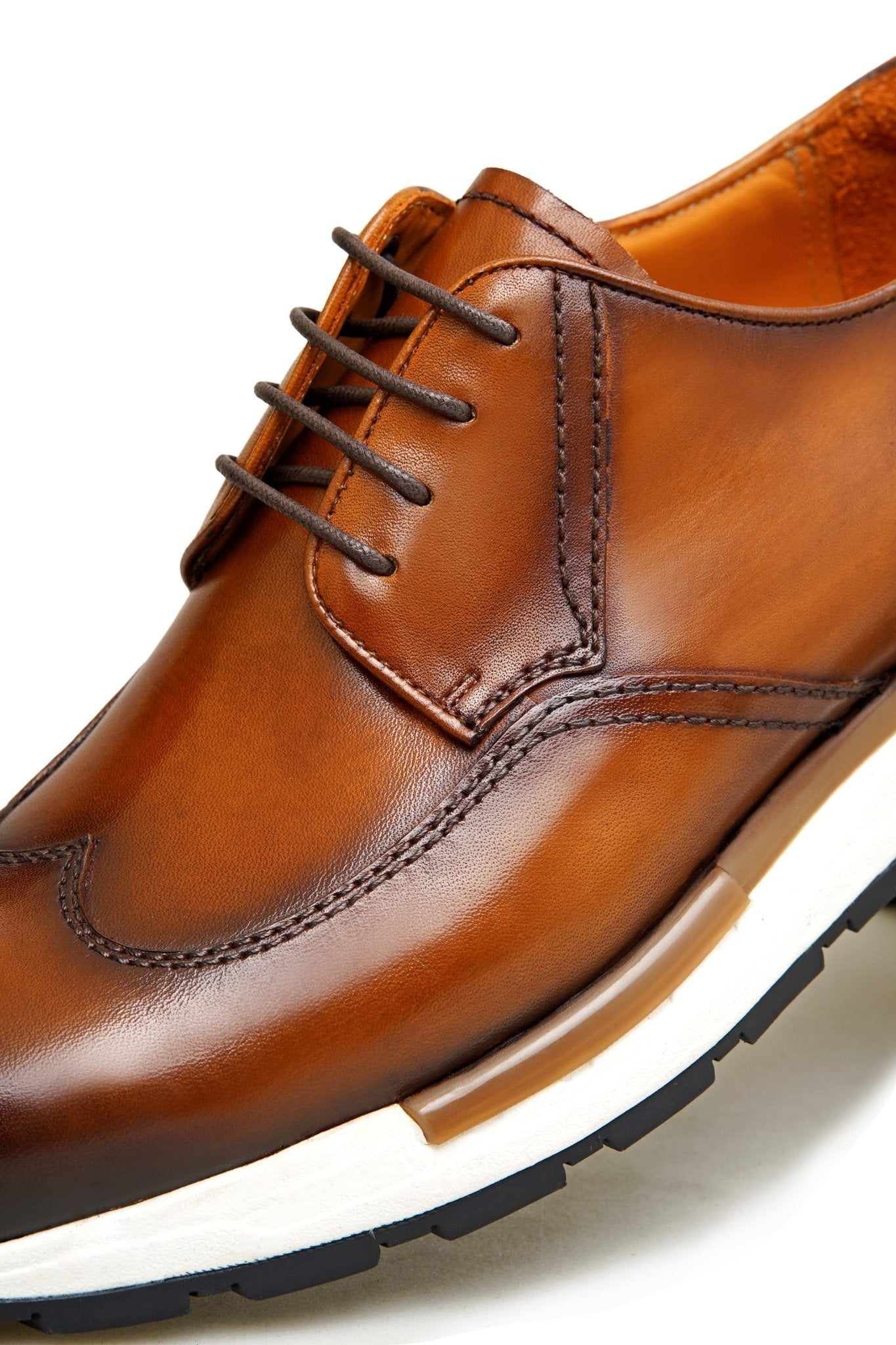 Men’s Brown Leather Derby Wingtip Sneakers - SUITHARBOR