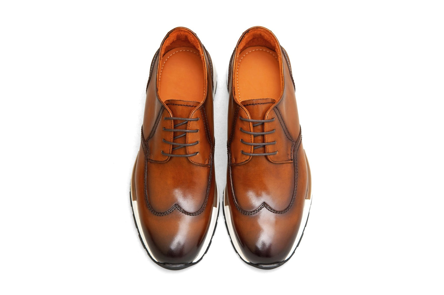 Men’s Brown Leather Derby Wingtip Sneakers - SUITHARBOR