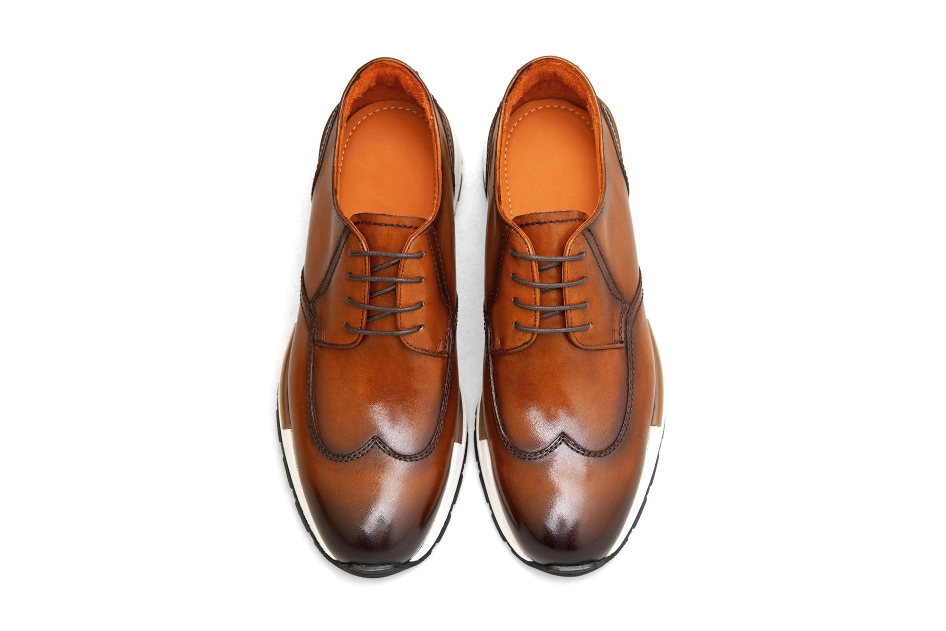 Men’s Brown Leather Derby Wingtip Sneakers - SUITHARBOR