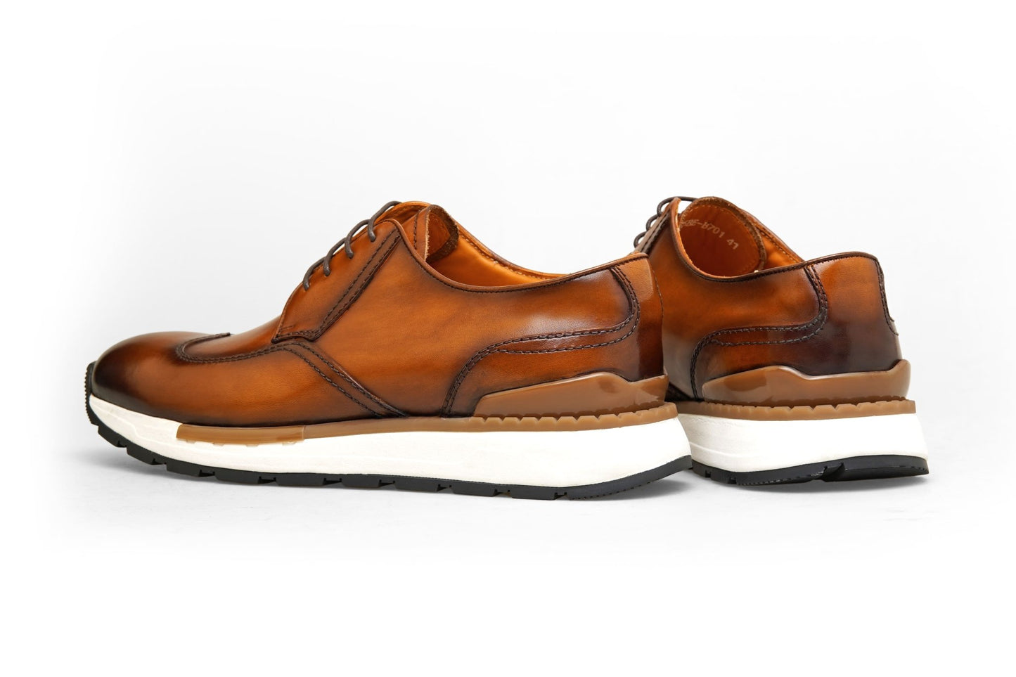 Men’s Brown Leather Derby Wingtip Sneakers - SUITHARBOR