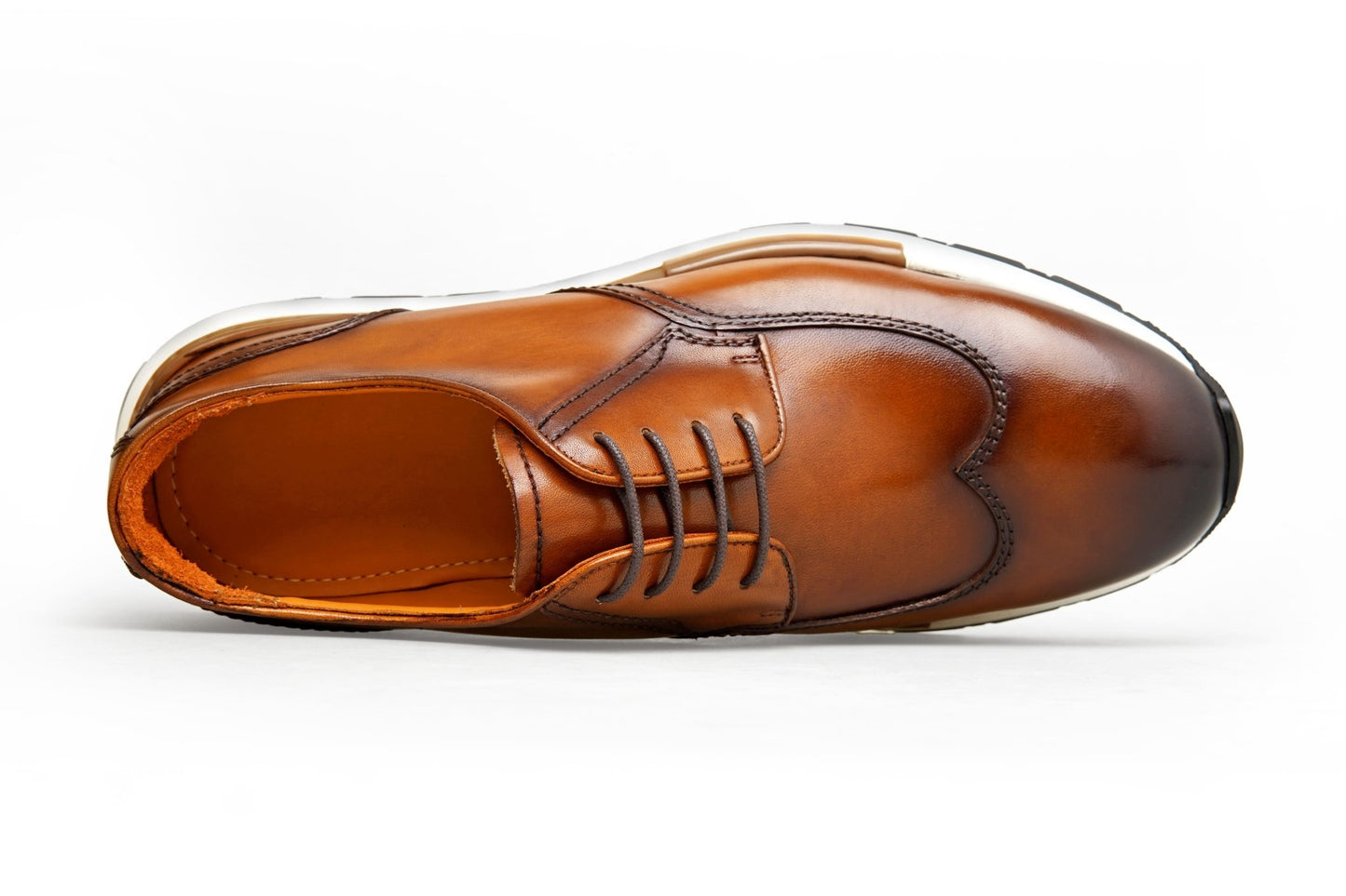 Men’s Brown Leather Derby Wingtip Sneakers - SUITHARBOR