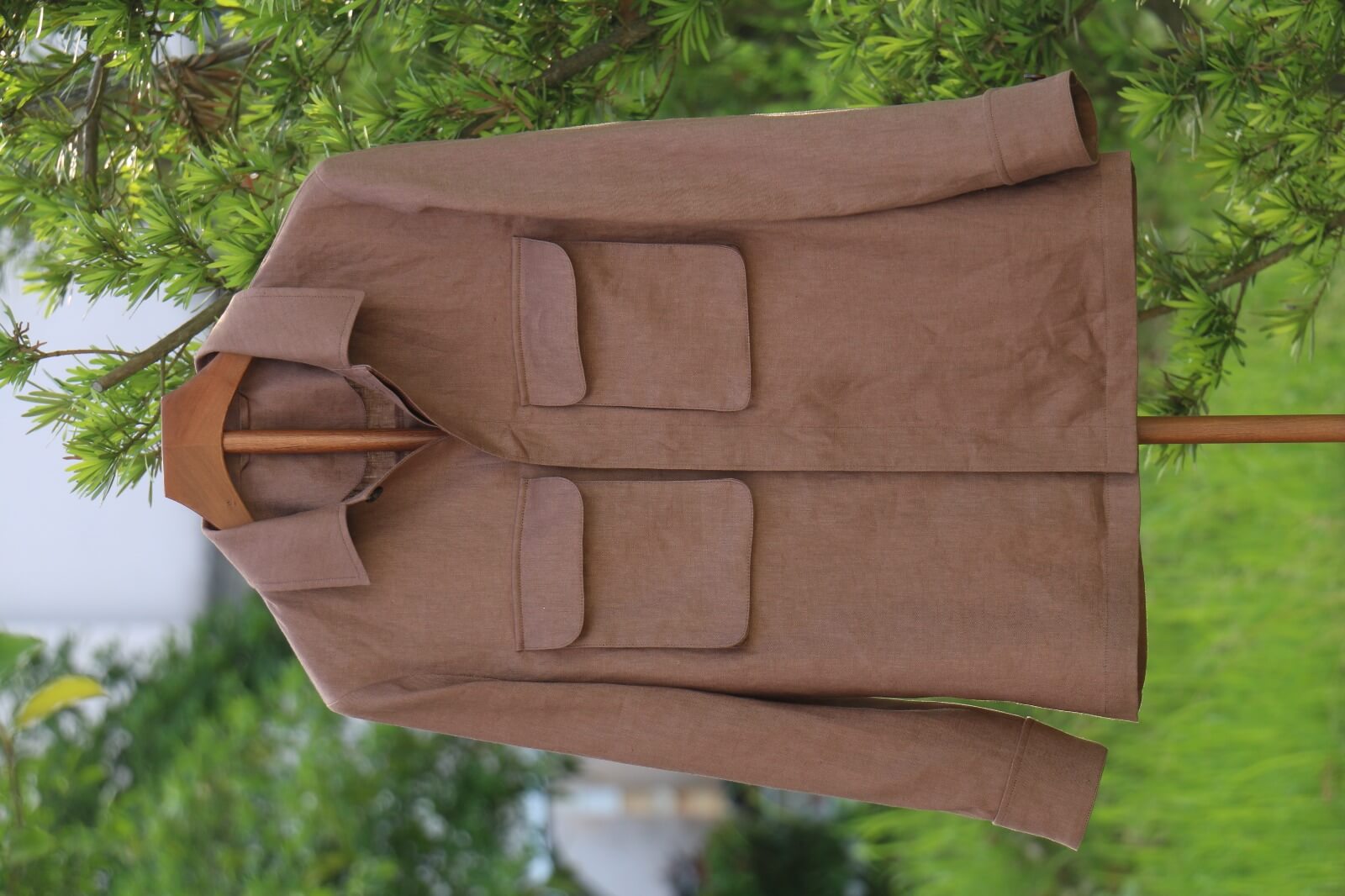 Men’s Brown Linen Field Jacket - SUITHARBOR