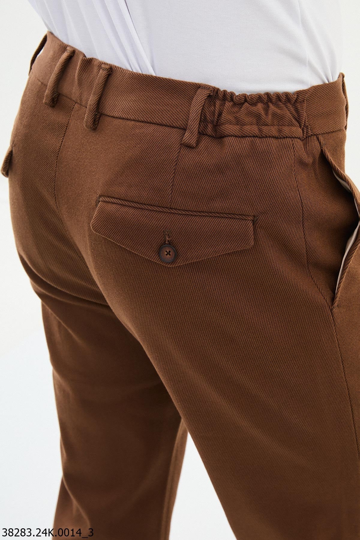 Men’s Brown Slim Fit Drawstring Smart Trousers - SUITHARBOR