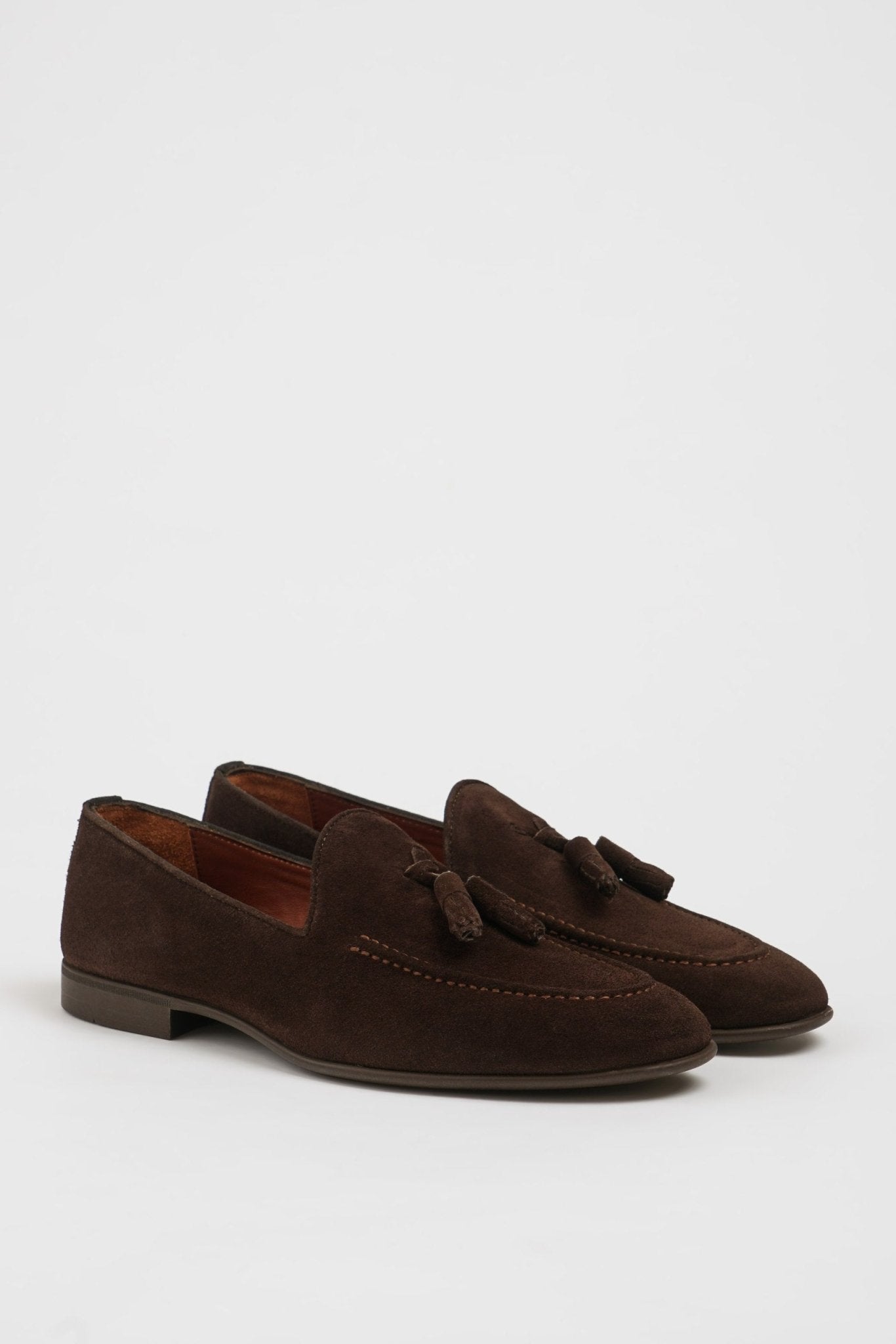 Men’s Brown Suede Tassel Loafers - SUITHARBOR