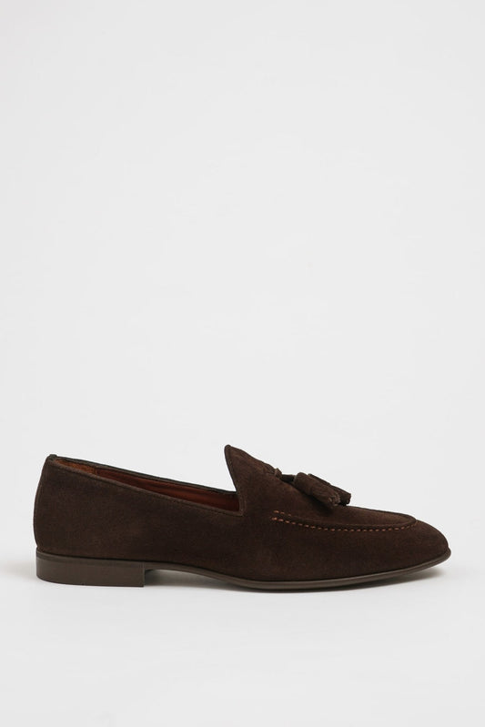 Men’s Brown Suede Tassel Loafers - SUITHARBOR