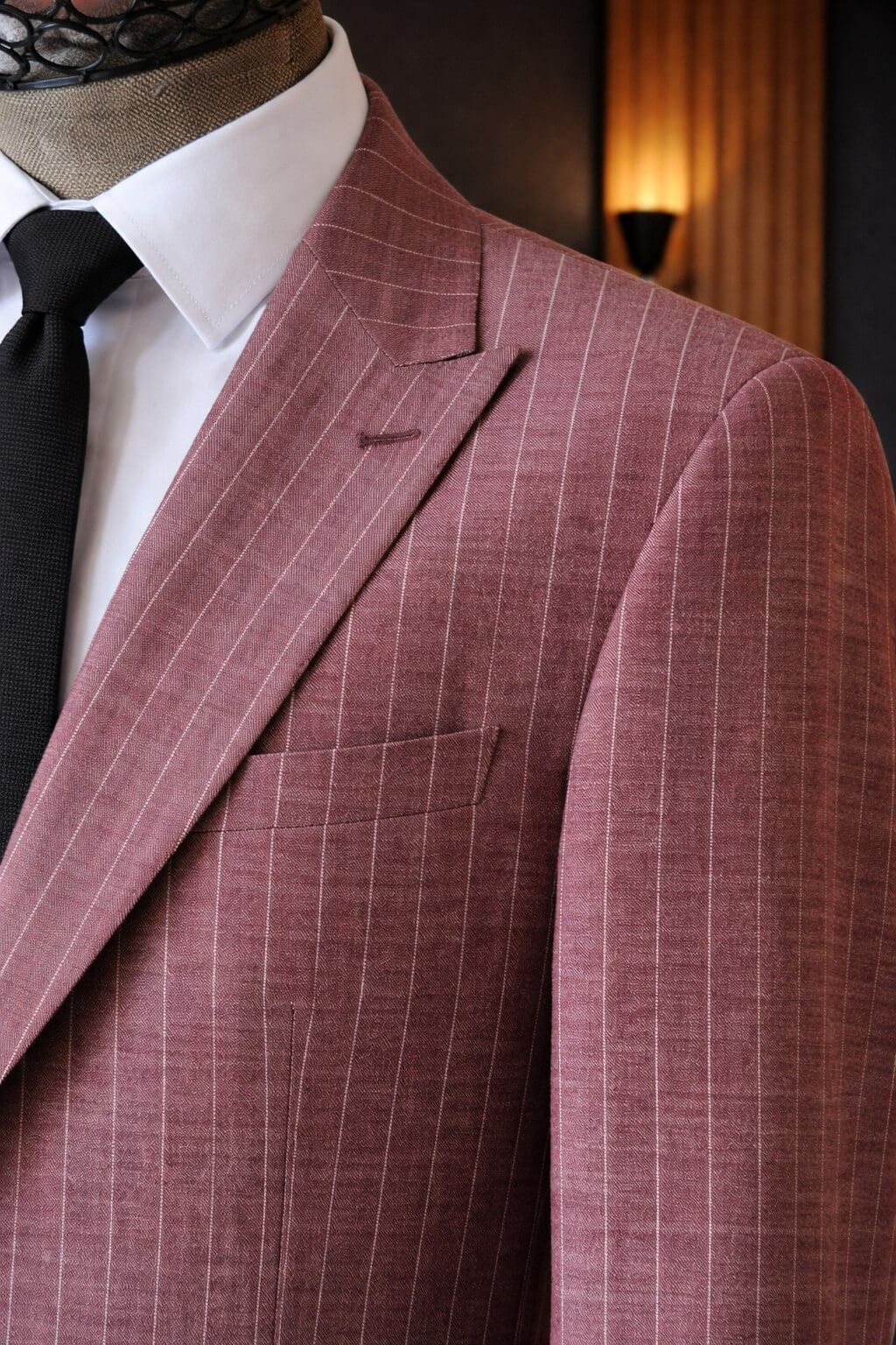 Men’s Burgundy Pinstripe Slim Fit Suit - SUITHARBOR
