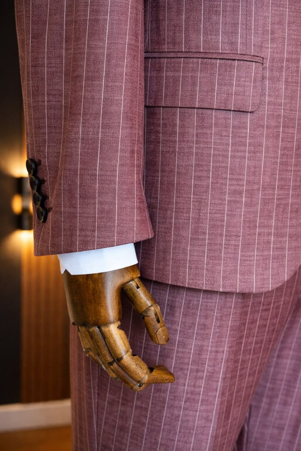 Men’s Burgundy Pinstripe Slim Fit Suit - SUITHARBOR