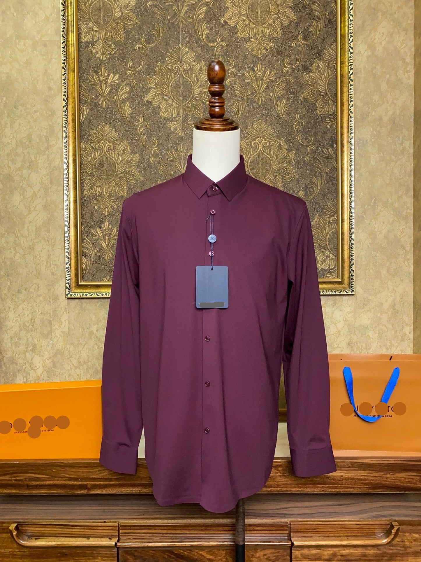 Men’s Burgundy Prestige Dress Shirt - SUITHARBOR